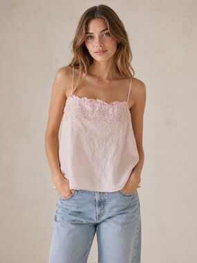 Rebecca Taylor Blush Lace Camisole – Feminine Romantic Luxury Top